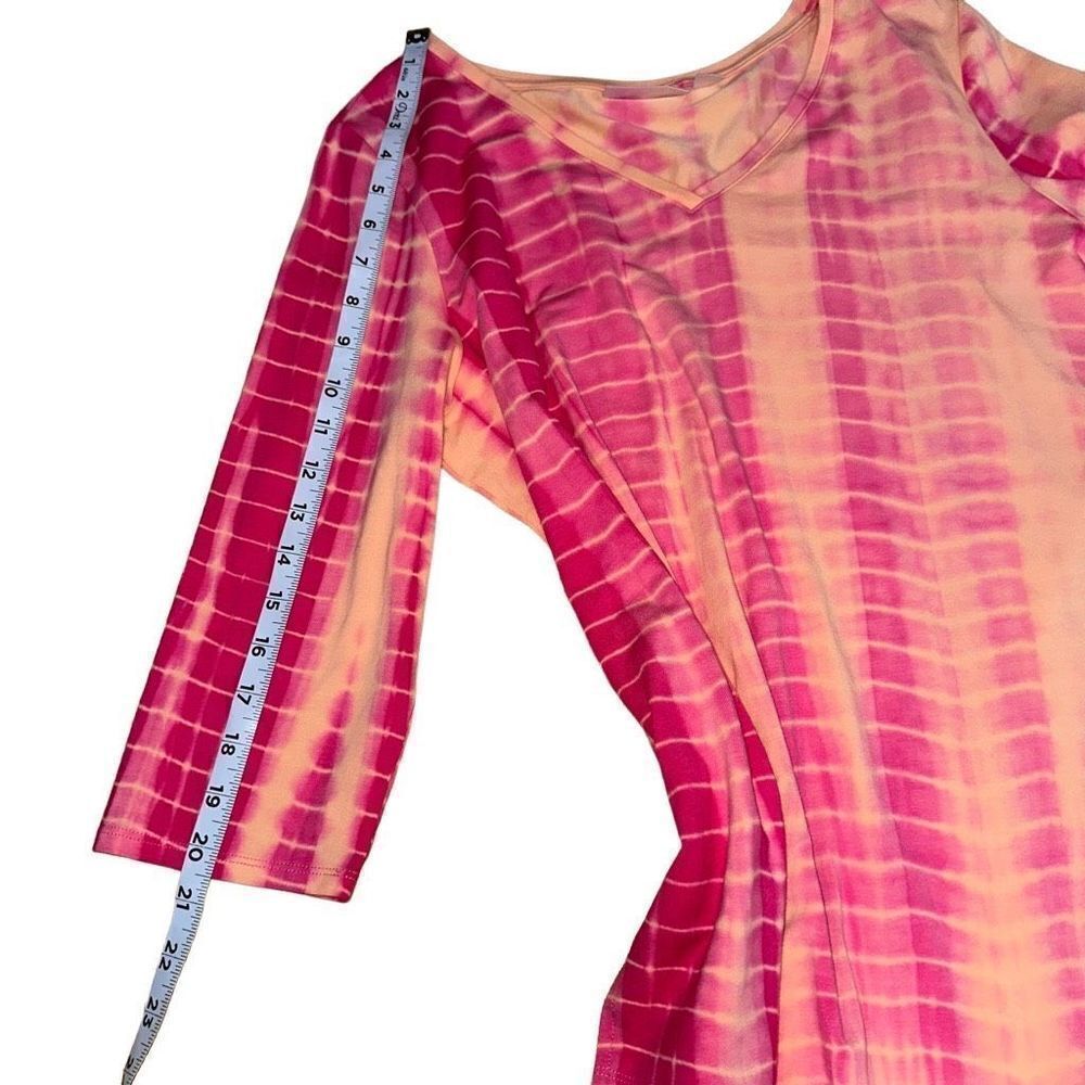 Belle by Kim Gravel Womens Pink Tie Dye Modal Blend Vneck T-shirt Size Medium - Picture 8 of 9